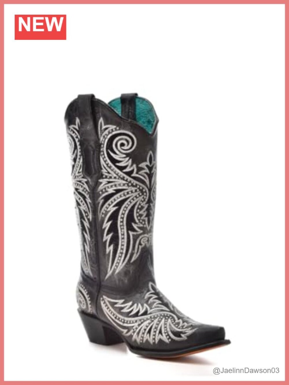 Leather Western Boots Calf High Snip Toe Cuban Heel Pull On
